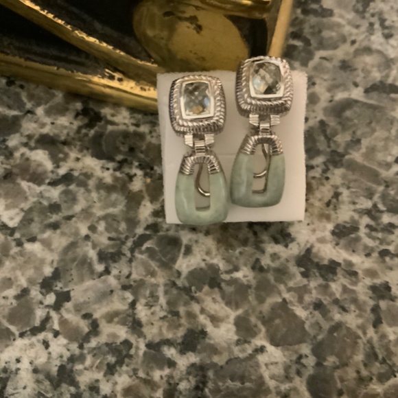 Rare Judith Ripka Green Amethyst & Jade 17 Grams 1.75” L - Picture 5 of 7